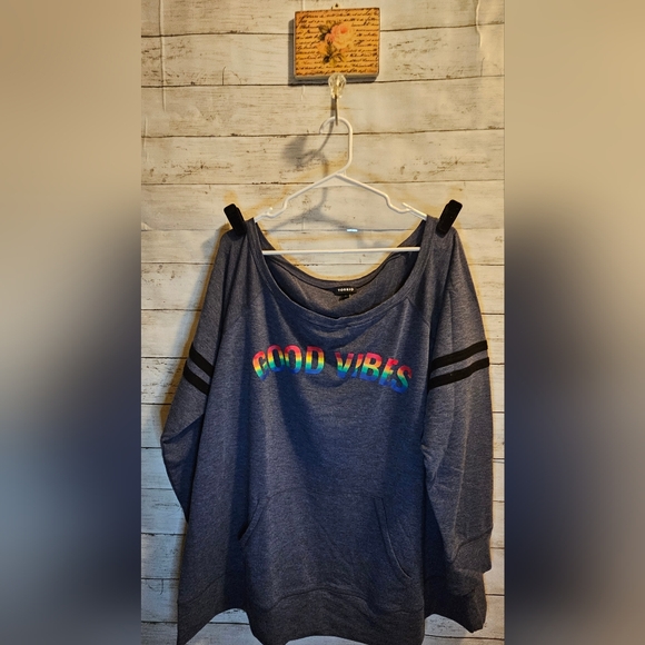Torrid Sweaters - Torrid Good Vibes Sweater Pocketed Off the Shoulder 3X